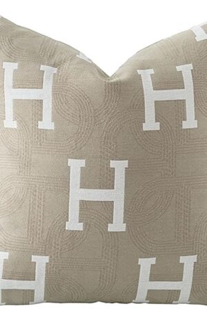 Croker Horse 18x18'' Inches Throw Pillow Cushion Cover - H Letter Embroidery Modern Fashion Style Couch Sofa Pillow Cover for Living Room Bedroom