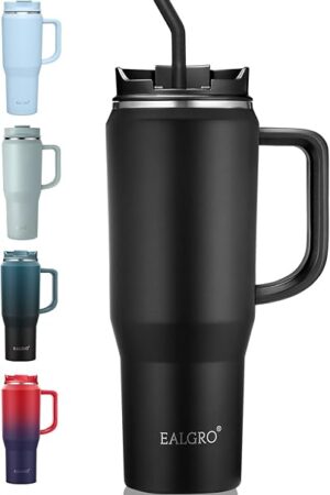 40 oz Stainless Steel Tumbler Black with Lid and Straw