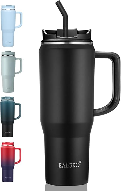 40 oz Stainless Steel Tumbler Black with Lid and Straw