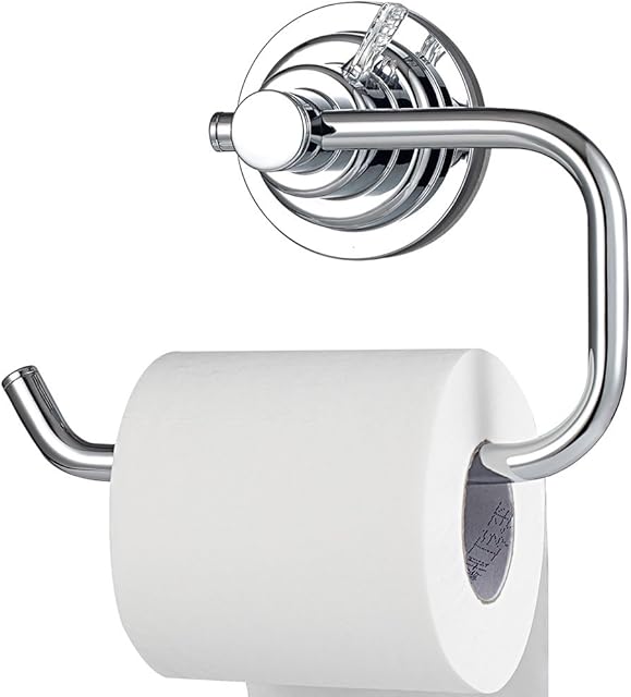 BOPai Modern Vacuum Suction Cup Toilet Paper Holder,Removable Bracket for Bathroom Kitchen.Chrome