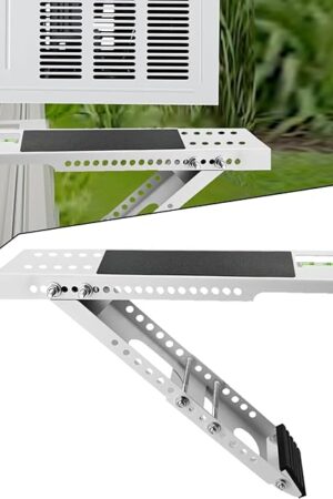 Aozzy Window Air Conditioner Bracket- Universal AC Support Bracket Heavy Duty, Support Up to 165 lbs, Designed for 9000-22001 BTU A/C Units–AC Holder Fits Single Or Double Hung Windows, White