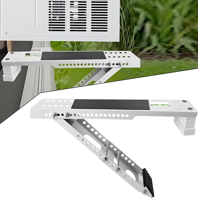 Aozzy Window Air Conditioner Bracket- Universal AC Support Bracket Heavy Duty, Support Up to 165 lbs, Designed for 9000-22001 BTU A/C Units–AC Holder Fits Single Or Double Hung Windows, White