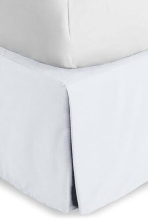 Bare Home Queen Bed Skirt - 15-Inch Tailored Drop Easy Fit - Bed Skirt for Beds - Center & Corner Pleats (Queen, White)