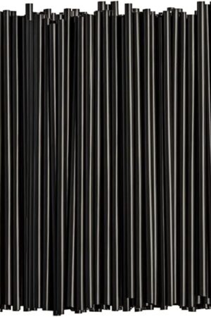 Comfy Package [250 Count] 7.75" High Black Straws, Disposable Plastic Drinking Straws - Black