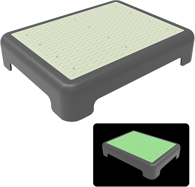 One Step Stool for Adults, Noctilucent Bed Step Stools, 650 LBS Capacity, Non-Slip Safety Step Platform Indoor and Outdoor for Seniors, Wide Step Stools Elderly Assistance at Night