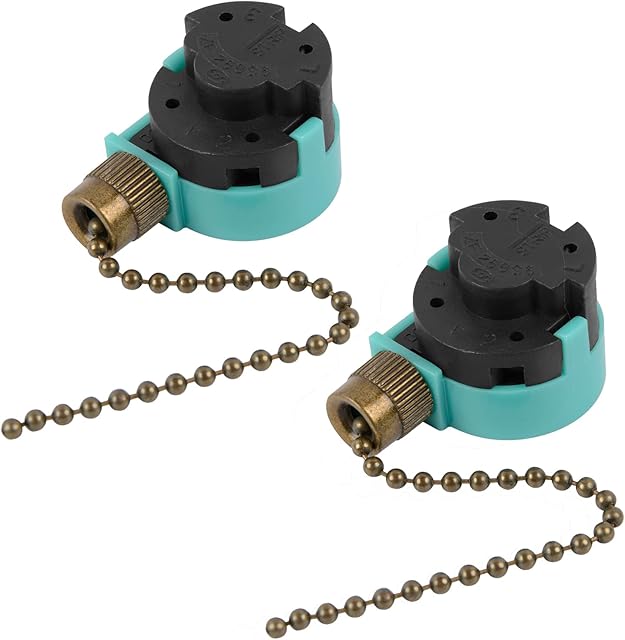 2PCS Ceiling Fans 3 Speed 4 Wire Pull Chain Switch Compatible with Hunter, Hampton Bay, Harbor Breeze, Westinghouse (Bronze)
