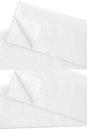White Classic Body Pillow Case Cover Set of 2, White Breathable T250 Soft Quality Cotton Body Pillowcase, Non-Zippered Bag Style Covers, Size 20x59