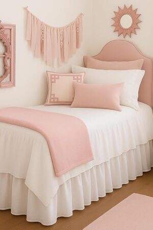 Cottingon Twin XL 36 Inch Drop Extended Dorm Room Bed Skirt,100% Microfiber College Bed Essentials Extra Long Size Dust Ruffle,White