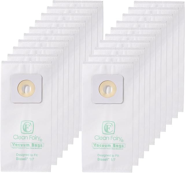 CF Clean Fairy 20Pack Fabric Filter Bags Compatible With Bissell style 1&7 for PowerForce 1739 3522 3525 PowerGlide 3545 Plus 3550 3553 Lift-Off 3554 Powertrak 6592 Powerlifter Pet 2019 Upright Vacuum