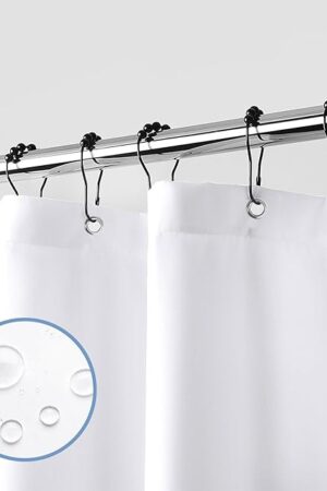 downluxe Waterproof Fabric Shower Curtain Liner, Soft Cloth Shower Liner with 3 Magnets, Machine Washable & Hotel Quality Bathroom Curtain, 70" W x 72" L, White