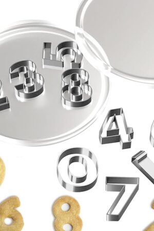 9 Pieces Mini Number Cookie Cutters Set 1.7'' Stainless Steel Cake Decorating Number Molds with Cut-Outs Small Number Cutters Baking Tools for Fondant Biscuit Cake Fruit or Dough