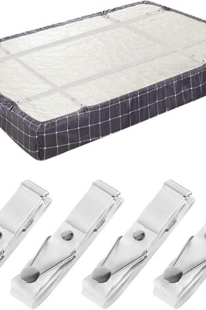 Bed Sheet Holder Straps- Adjustable Fitted Sheet Clips Bed Sheet Fastener Suspenders Elastic Gripper Holder Used for Bed Sheets,Mattress Covers, Sofa Cushion(Set of 4)