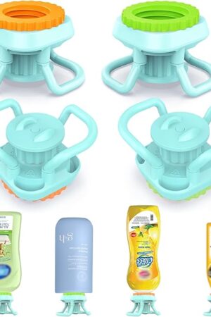 Bottle Emptying Cap Kit, 4 Pack Lotion Bottle Caps to Invert Bottles for Kitchen & Bathroom, Zero Waste Upside Down Bottles Saver to Get The Last Drop of Shampoos, Lotions, 2 Pack-24mm&2 Pack-28mm