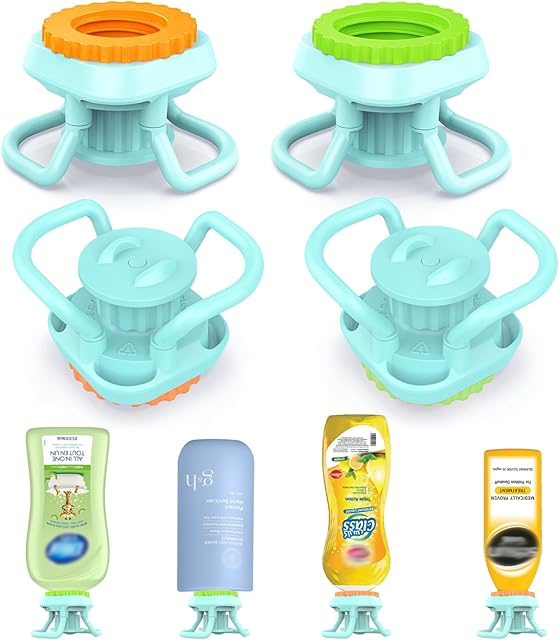 Bottle Emptying Cap Kit, 4 Pack Lotion Bottle Caps to Invert Bottles for Kitchen & Bathroom, Zero Waste Upside Down Bottles Saver to Get The Last Drop of Shampoos, Lotions, 2 Pack-24mm&2 Pack-28mm
