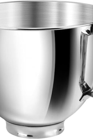 5 Quart Mixing Bowl for KitchenAid Stand Mixers, Food-Grade Stainless Steel Bowl with Handle & Clasp, Compatible with Tilt-Head 4.5–5 Qt Models – Fits K45, K45SS, KSM75, KSM150, KSM95
