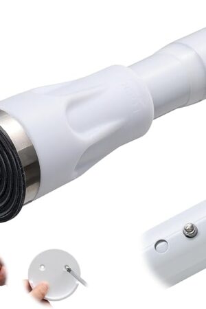 White Tension Curtian rod no drill, 42 to 115 inch Adjustable Heavy Duty black shower curtain rod for Windows bathroom Closet