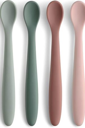 6-Piece Silicone Baby Feeding Spoons, First Stage Infant Spoons, Soft-Tip Easy on Gums I Baby Training Spoon | Infant Utensils Feeding Supplies, Dishwasher & Boil-proof