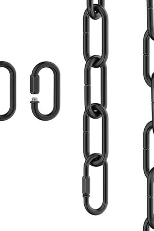 6 Feet Industrial Black Light Fixture Chain, Adjustable Metal Pendant Chandelier Chain Extension with Detachable Link, Maximum Load is 66 Pounds