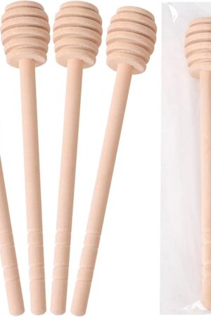 22 PCS Wooden Honey Sticks Dipper 6 Inch, Individually Wrapped Mini Honeycomb Honey Stirrer Stick For Honey Jar Dispense Drizzle Honey and Wedding Party Favors Gift