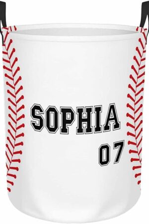 Design Your Own Custom Baseball Laundry Basket with Name, Perfect for Kids Decor and Organization