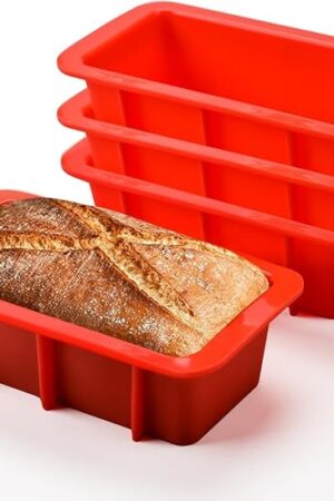 CAKETIME Silicone Mini Bread Loaf Pans for Baking, Small Loaf Pan Set of 4, 2.7x5.4 Inch Nonstick Bread Mold for Toast, Brownie, Loaf, Cake, Soaps