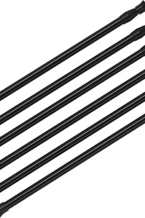 6 Pcs Spring Tension Curtain Rod 28-48 Inches Adjustable Expandable Pressure Black Curtain Tension Rods for Kitchen, Bathroom, Window,Home