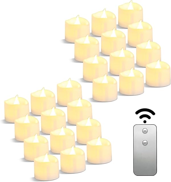 Da by LED Tea Light, Remote Control Tea Light, Electric Flashing Battery Powered LED Candle 1.5" x 1.5" for Wedding Party Halloween Christmas Home Decor 24pcs