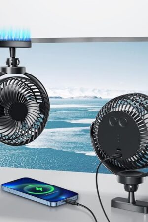 2025 Magnetic Cruise Fan Rechargeable,10000mAh Battery Operated Portable Fan with 3 Speeds, 30H Working Time,LED Lantern,360° Rotatable Head, Magnetically Sticks on Cabin Ceilings and Walls,Black