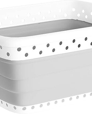 Collapsible Plastic Laundry Basket - Space-Saving Container with Comfort Grip Handles for Laundry Room Organization and Storage by Lavish Home (Gray)