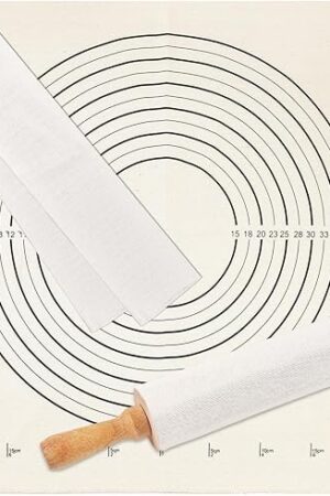 3PCS Pastry Cloth and Rolling Pin Cover Set, 1PCS 25" X 20" Heavy Cotton Canvas Cloth Pastry Mats with Measurement 2PCS 13" X 2.7" Flexible Rolling Pin Covers Sleeves for Rolling Dough Baking Bread