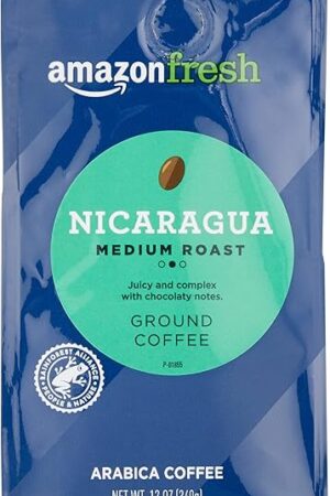 Amazon Fresh, Nicaragua Ground Coffee, Medium Roast, 12 Oz