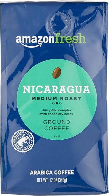 Amazon Fresh, Nicaragua Ground Coffee, Medium Roast, 12 Oz