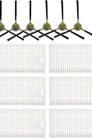 12 Pack Filter Replacement Compatible with OKP Life K2 K3 K3A K4 K5 and Lefant M210 M210S M210B M213 Robot Vacuum,okp life k2 replacement parts 6 Side Brushes,6 Filters