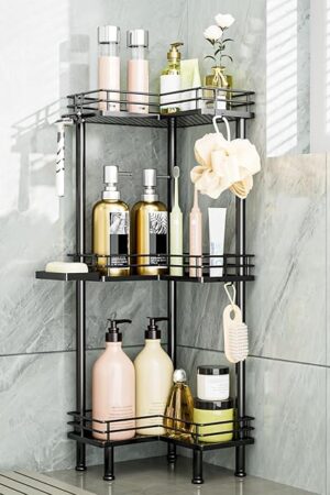 Consumest Stainless Steel Corner Shower Caddy Shower Organizer Black