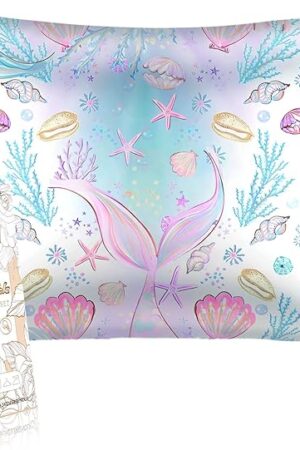 1 Pack Kids Pillowcase - 30"x20" Queen Mulberry Silk Pillow Case for Hair and Skin 19 Momme Cute Cartoon Kawaii Fun Pillowcase for Teens Boys Girls, Fish Tail