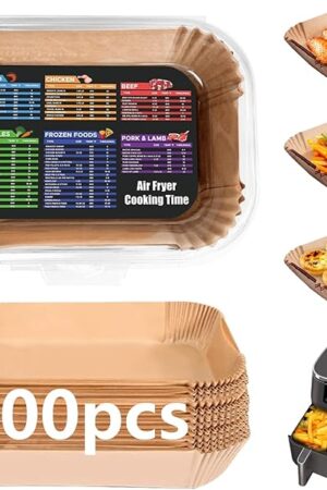 200PCS Air Fryer Liners for Ninja: Higher Non-Stick Disposable Parchment Paper Liner for Ninja DZ201/DZ401 Dual Airfryer Baking - Food Grade Ninja Air fryer Accessories (Rectangle - 8.6 x 5.5 inch)