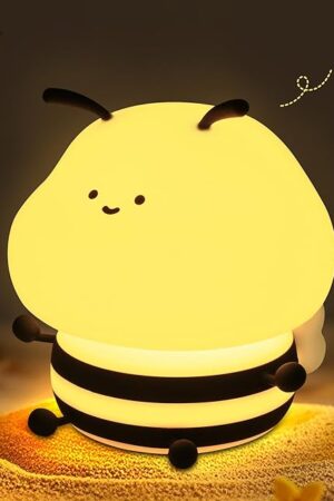 Attivolife Bee Night Light, Cute Bumble Bee Gift for Kid, Animal Silicone Nursery Lamp with 8 Color Light & Dimming & Timer, Rechargeable Portable Bedroom Decor Birthday Xmas Gift for Girl Boy