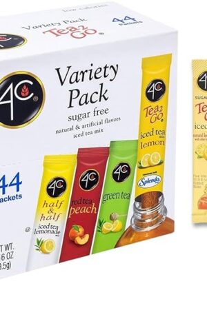 4C Powder Drink Mix Packets, Iced Tea Variety 1 Pack, 44 Count, Singles Stix On the Go, Refreshing Sugar Free Water Flavorings