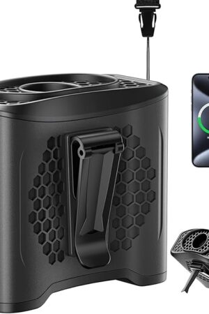 2025 Portable Fan Rechargeable,4 Speeds 13000RPM Strong Airflow with 10000mAh Battery & Mobile Charging, Hands Free Fan for Neck/Desk, SOS Light, LCD Display, Type-C Fast Charge, Outdoor Trave-Black
