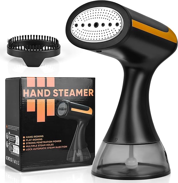 Steamer for Clothes, 1500W 300ml Water Tank 25s Quick Heat Portable Hand Held Clothes Garment Steamer for Home Travel (Black)