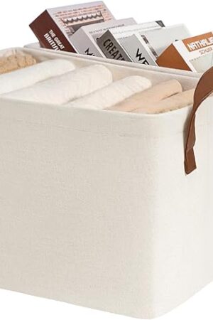 CHICVITA Storage Baskets for Shelves, Closet Organizers and Storage, Modern, Beige, 2-Pack, 16 ¾" L x 11" W x 9 ¾" H