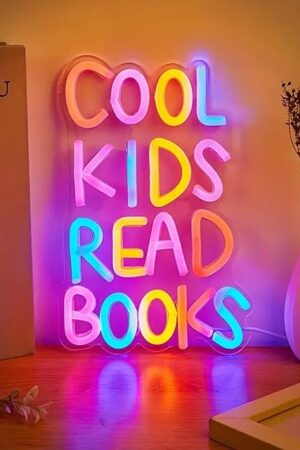 Cool Kids Read Books Neon Signs Books Neon Light for Reading Room Hanging Decorations Library Classroom Read Corner Decor with Dimmable Switches for Bedroom Decor