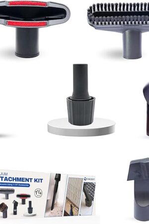 1.25 Inch Vacuum Brush Attachment Kit with Hose Adapter - Fit Vacuums Using 1-1/4'' Accessories (Wand/Hose Outer Diameter 1.25'') - For Small Shop Vacs: Horse Hair Dust Brush and More (6 Pack)