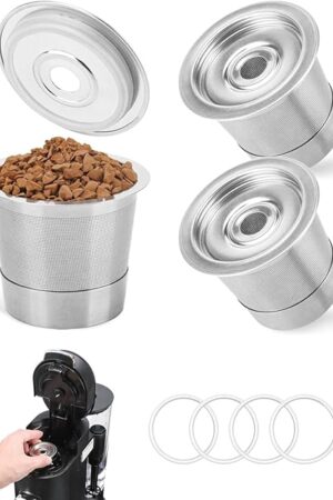 3 Pack Reusable K Cups and Coffee Pods for Ninja Coffee Maker PB051 & CFP101/PB041-304 Stainless Steel K Cups Coffee Filters - Accessories for Ninja Single Serve and Dual Brew Coffee Maker