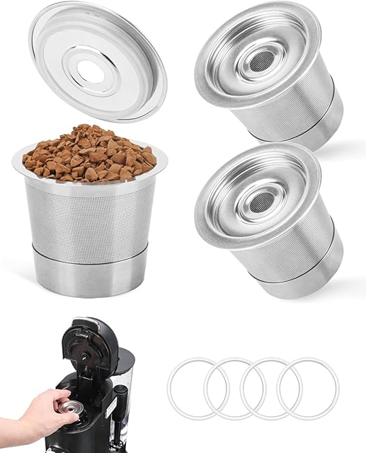 3 Pack Reusable K Cups and Coffee Pods for Ninja Coffee Maker PB051 & CFP101/PB041-304 Stainless Steel K Cups Coffee Filters - Accessories for Ninja Single Serve and Dual Brew Coffee Maker
