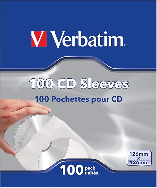 Verbatim CD/DVD Paper Sleeves-with Clear Window 100pk
