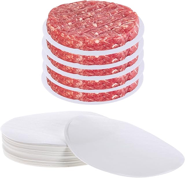 500 PCS Hamburger Patty Paper Round, 4.5 Inch Hamburger Parchment Paper Non Stick Food Grade Burger Sheets for Burger Press, Patty Serperate and Cake Baking