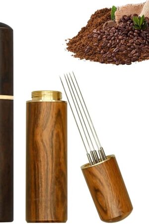 2 Pcs Espresso Distribution Tool, Espresso Stirrer Tool with Natural Wood Handle and Base, 5 Needles Espresso Coffee Stirrers Espresso Needle Distributor for Home Kitchen Cafe (Walnut and Rosewood)