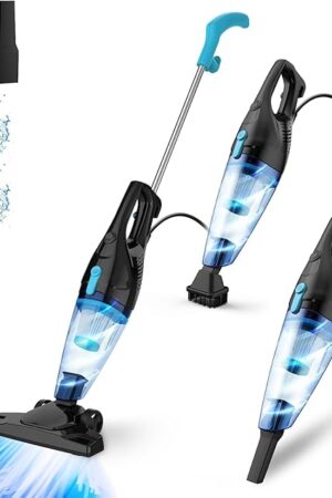 Corded Vacuum Cleaner, 4-in-1 Vacuum Cleaners for Home 15Kpa Power Suction Lightweight Stick Vacuum with Washable HEPA Filter Converts to a Handheld Vacuum for Home, Pet Hair, Carpet, Hard Floors