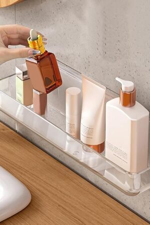 Acrylic Wall Mounted Shower Caddy Large Size Clear Acrylic Shelf for Bathroom Kitchen 12.8L x 3.6" W x 3.3" H